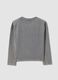Grey pure cotton crew-neck T-shirt with rhinestone stars for girls_1