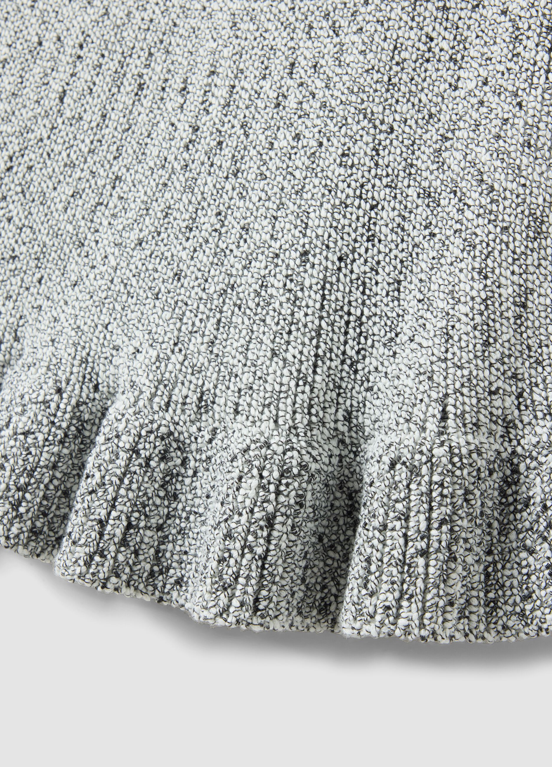 Black and White Regular Fit Knit Top with Frill