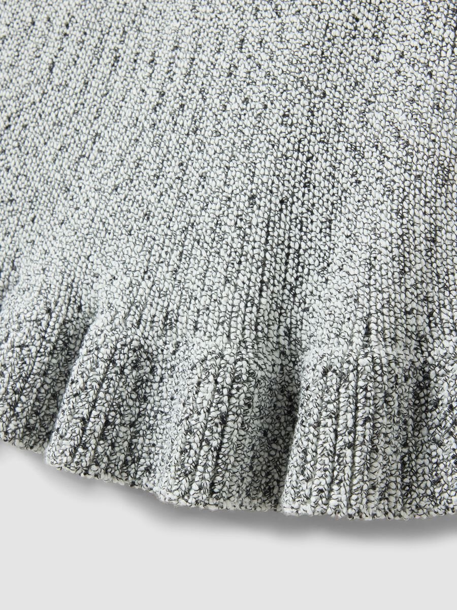 Black and White Regular Fit Knit Top with Frill_5