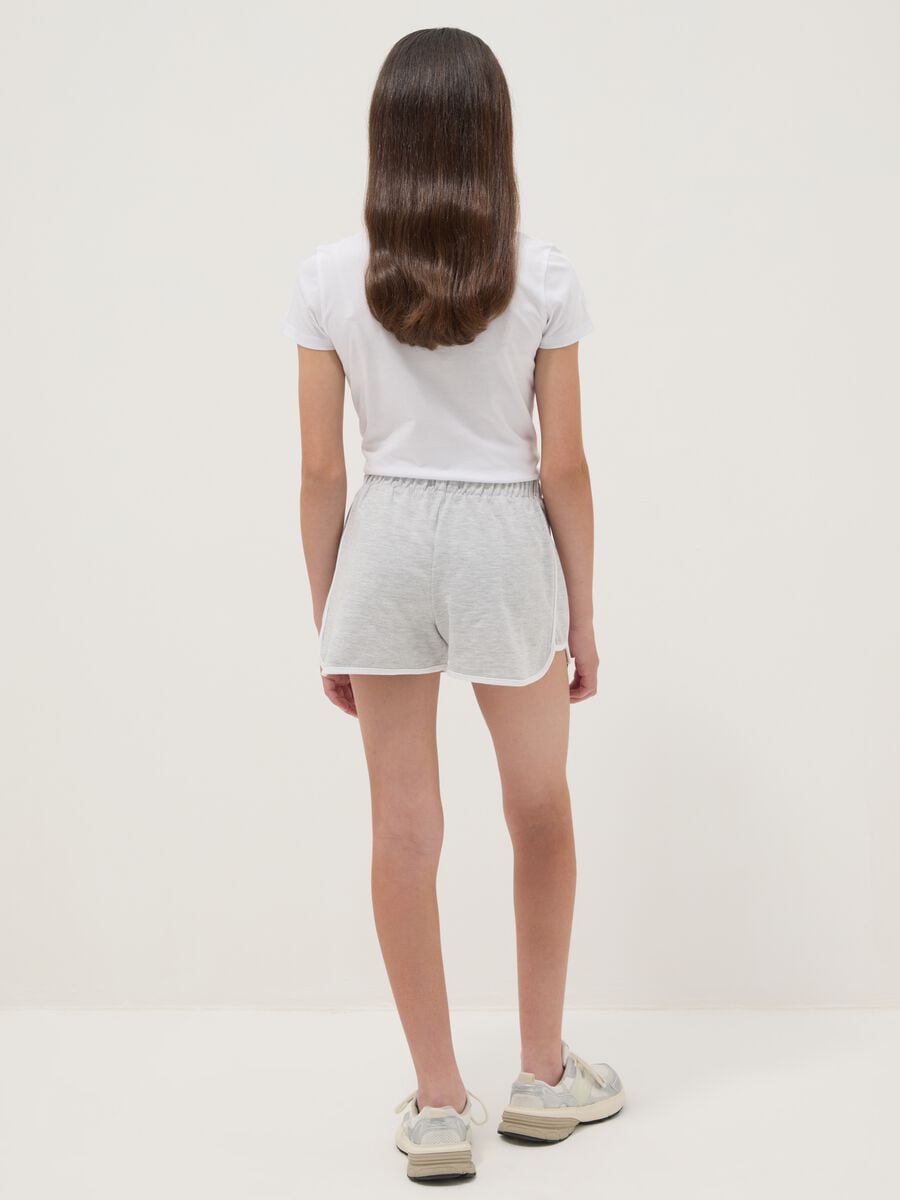 Grey cotton-blend shorts with elasticated waist for girls, comfy fit_1