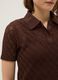 Brown regular fit short sleeve polo with mesh texture_3