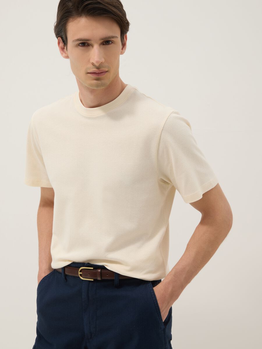 White short-sleeve pure cotton T-shirt_0