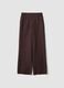 Braune gestreifte Viskose-Mix Hose mit weitem Bein_4
