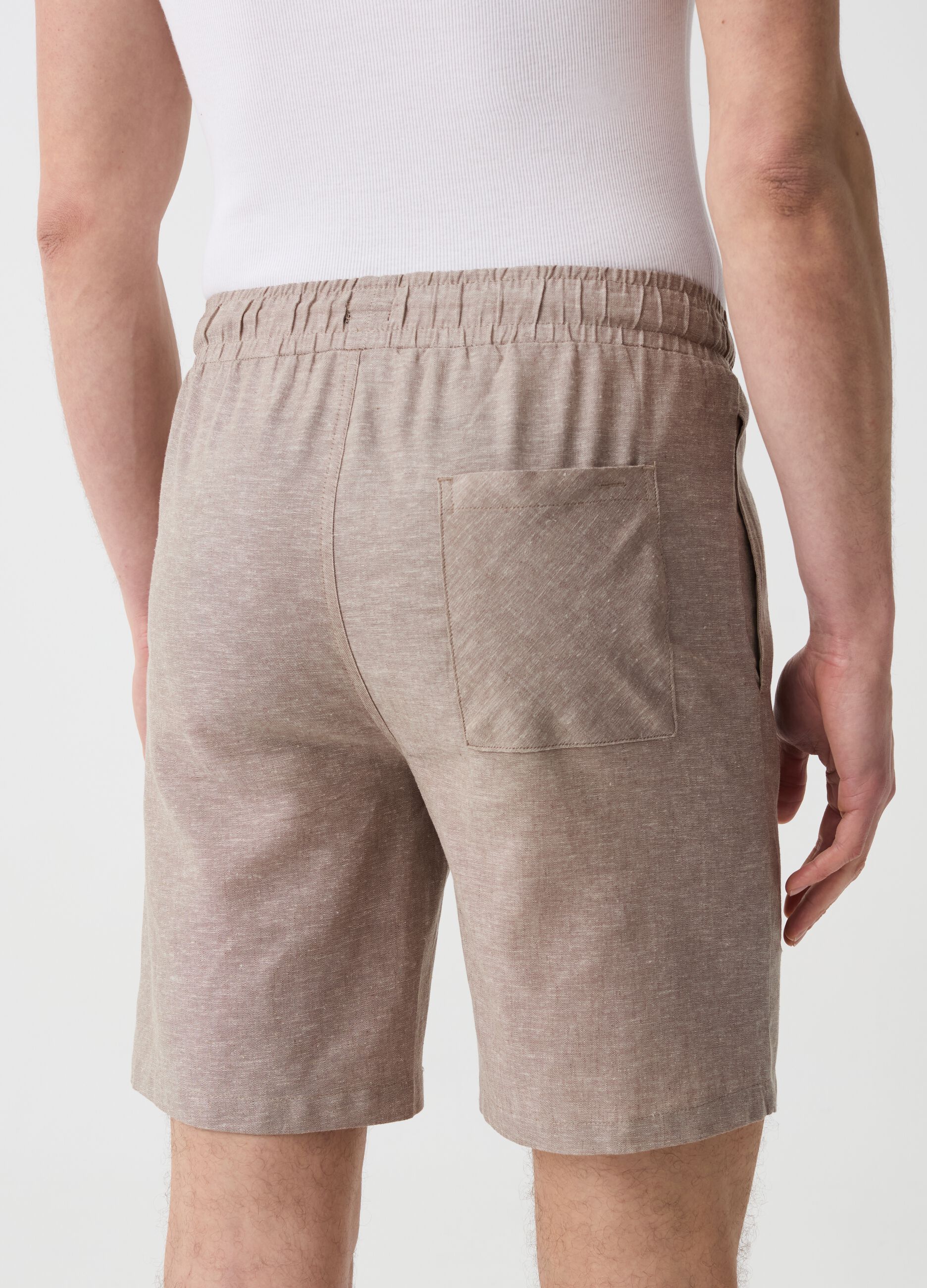 Pyjama shorts in linen and cotton