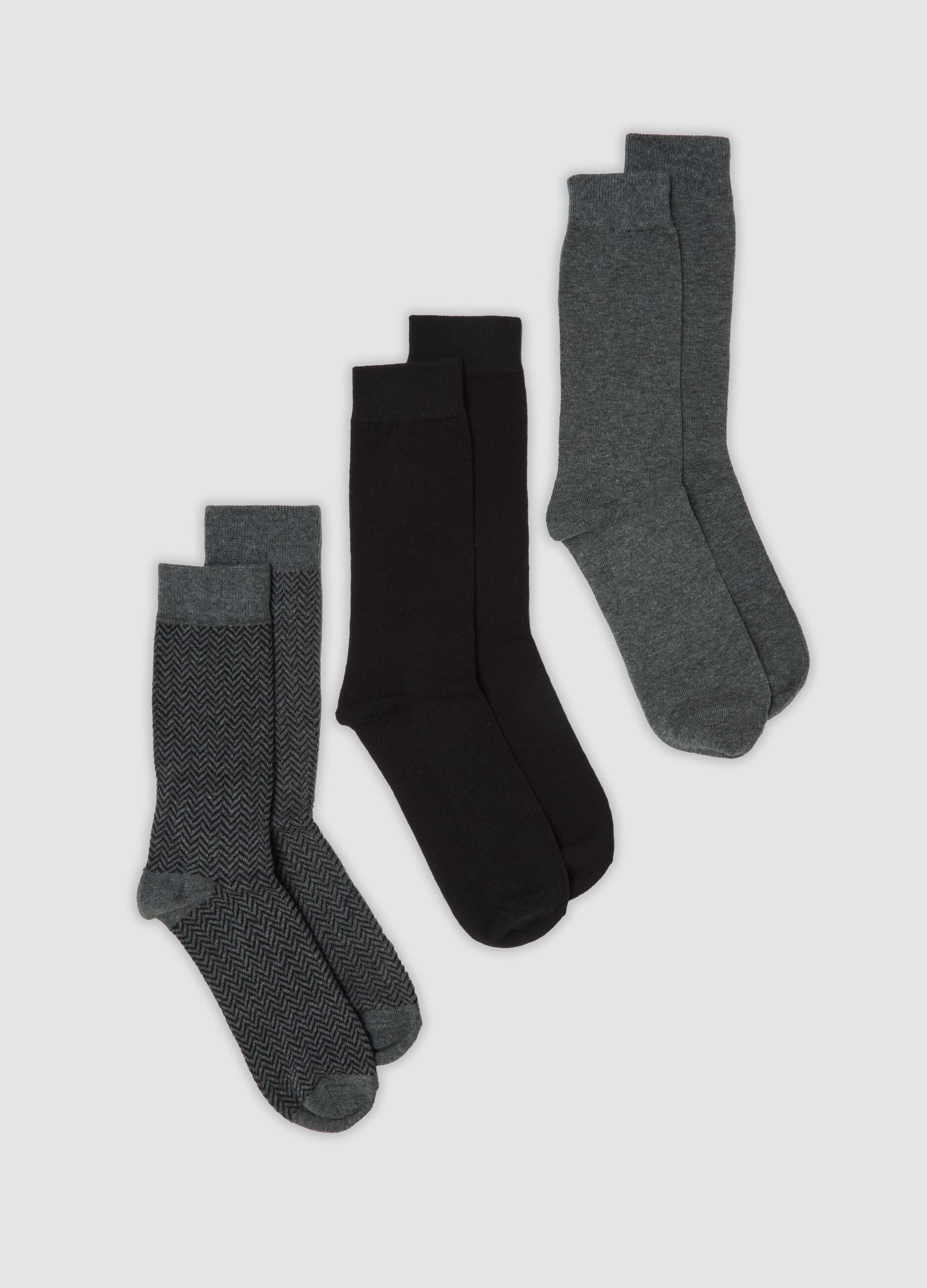 3er-Pack graue Mid-Calf-Socken aus elastischer Bio-Baumwolle