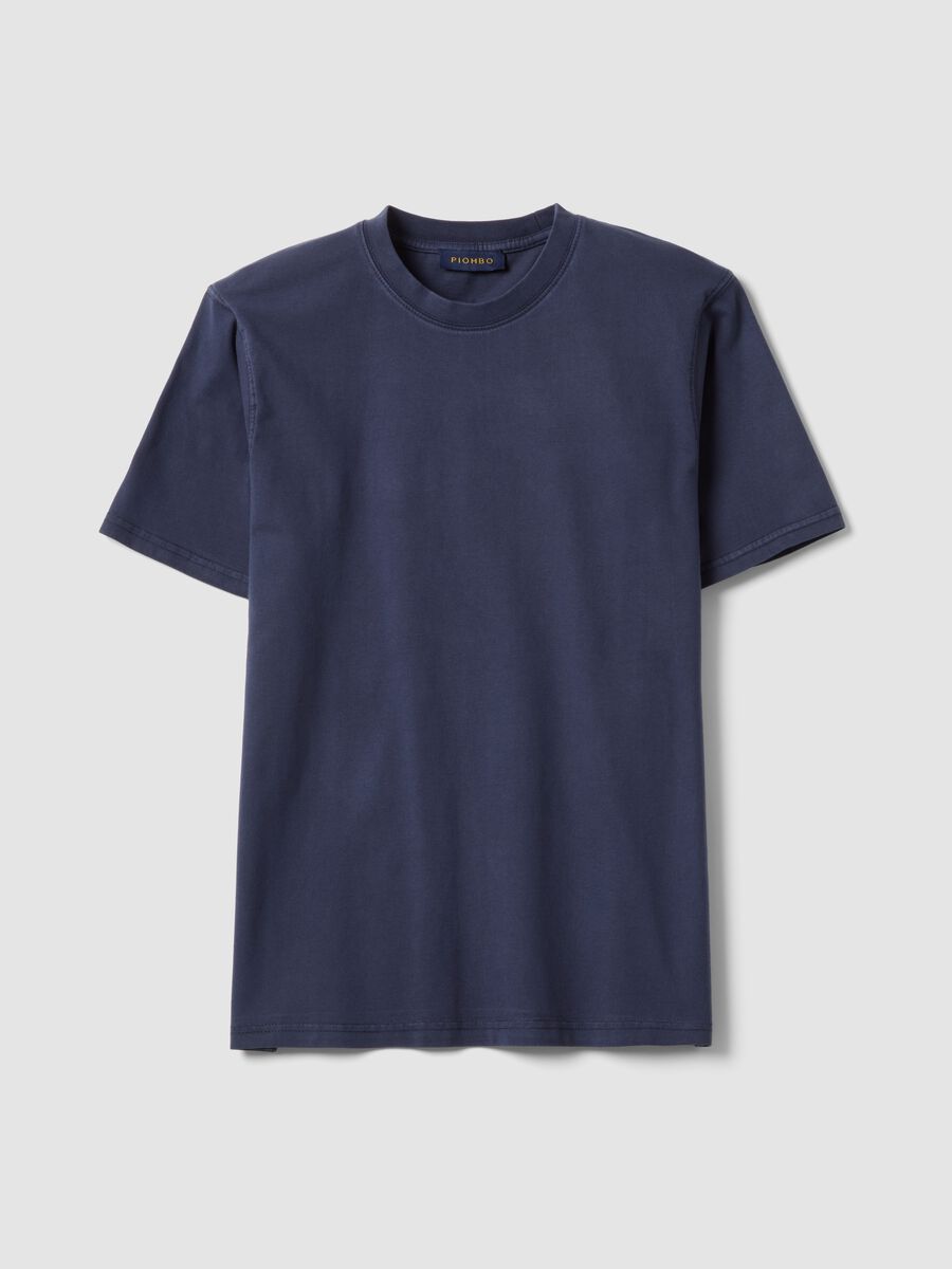 Blue pure cotton relaxed fit T-shirt_0