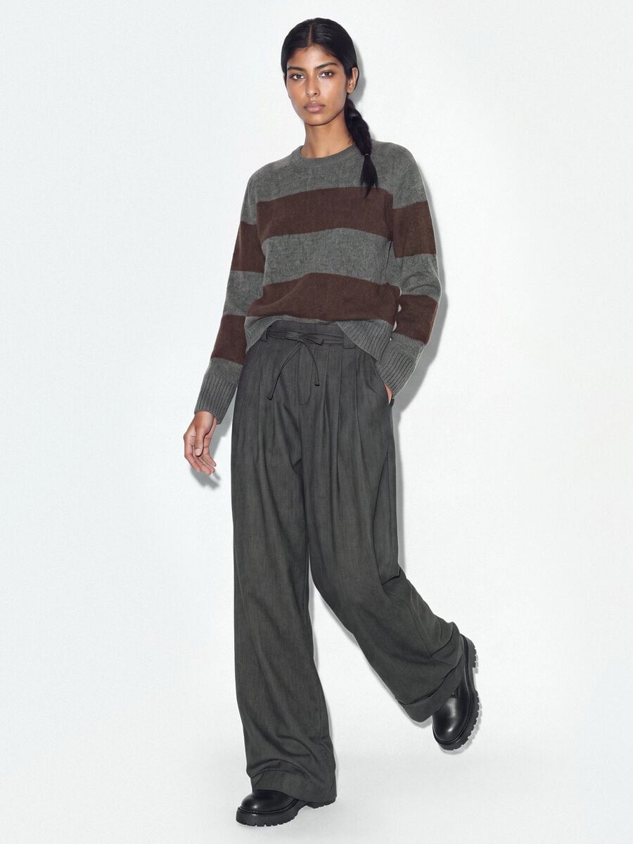 Grey wide-leg trousers in stretch viscose_0
