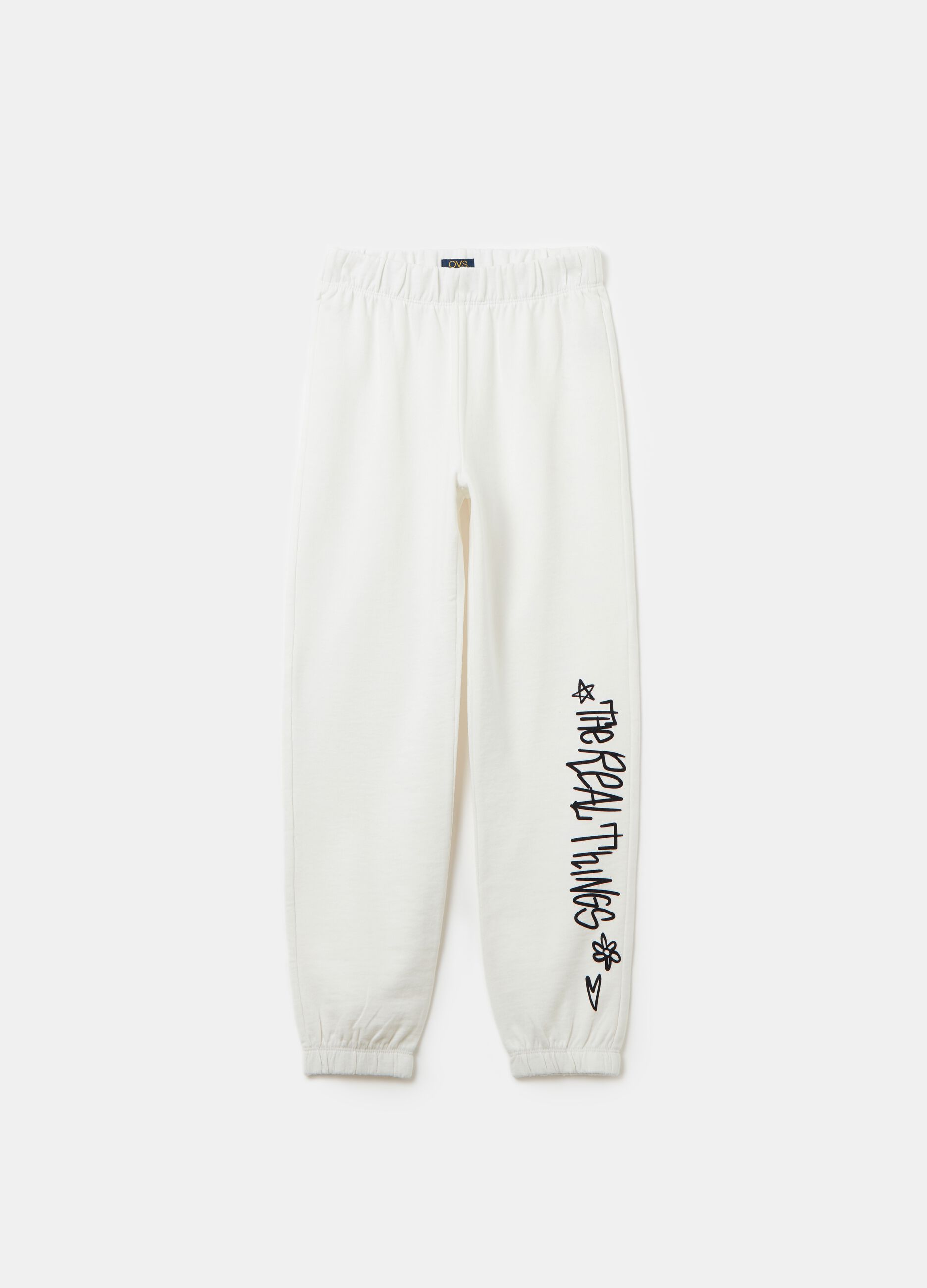 Joggers with elasticated trims and print