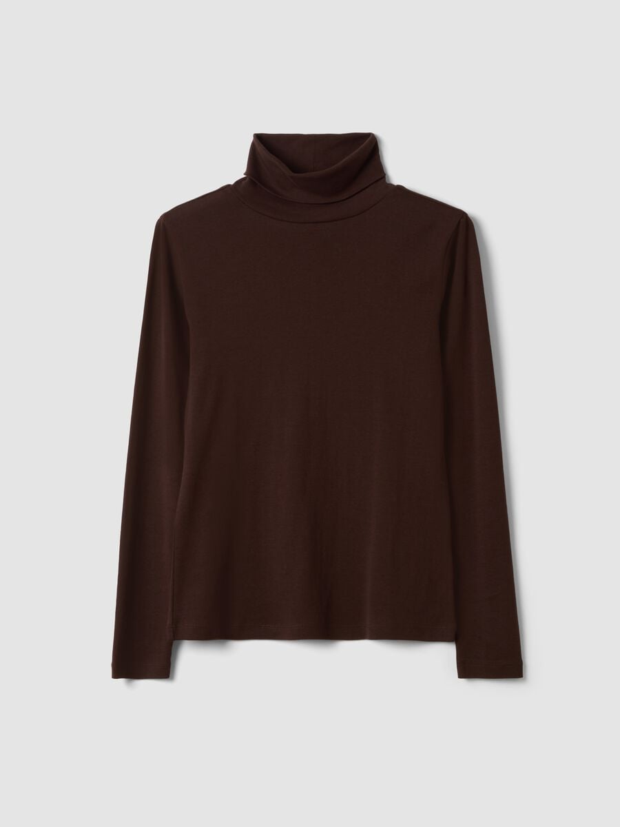 Brown pure cotton crew-neck T-shirt_4