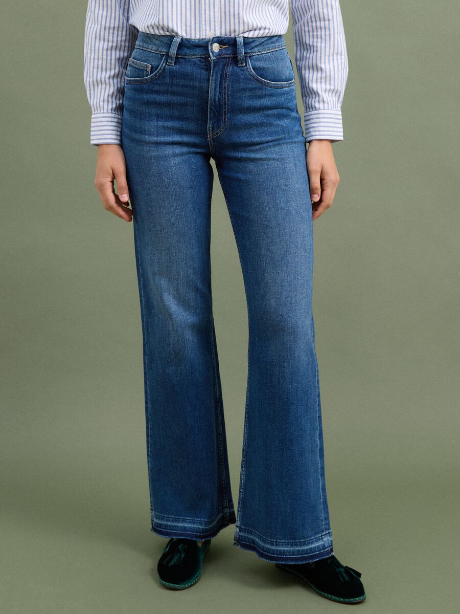Blaue Wide-Leg-Jeans aus Stretch-Baumwolle_1