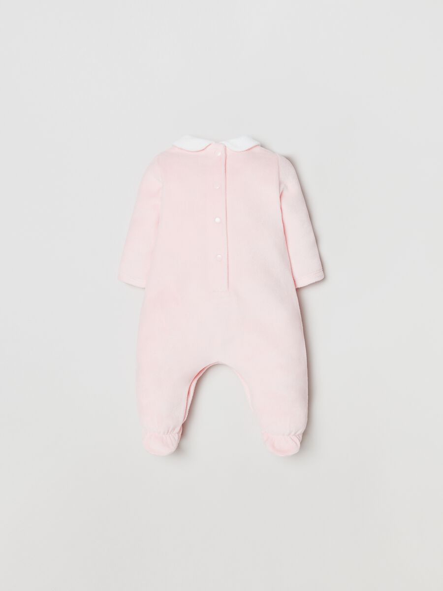 Velour onesie with feet and fox embroidery_1