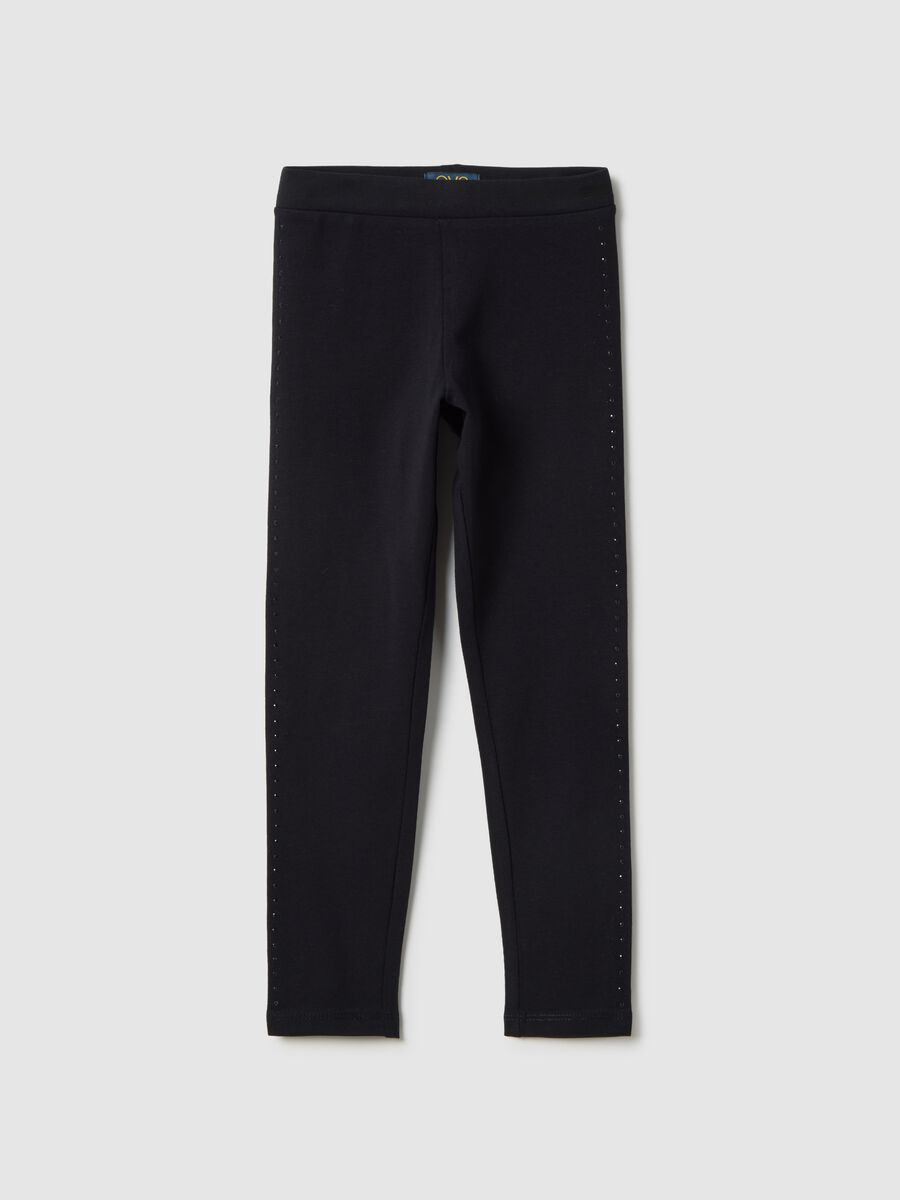 Girls' Black Stretch Cotton Slim Fit Leggings_0