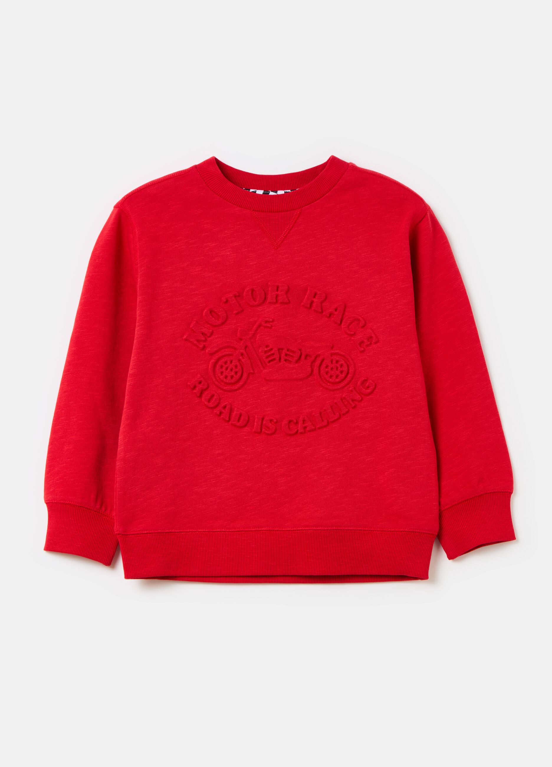 Cotton sweatshirt with raised print