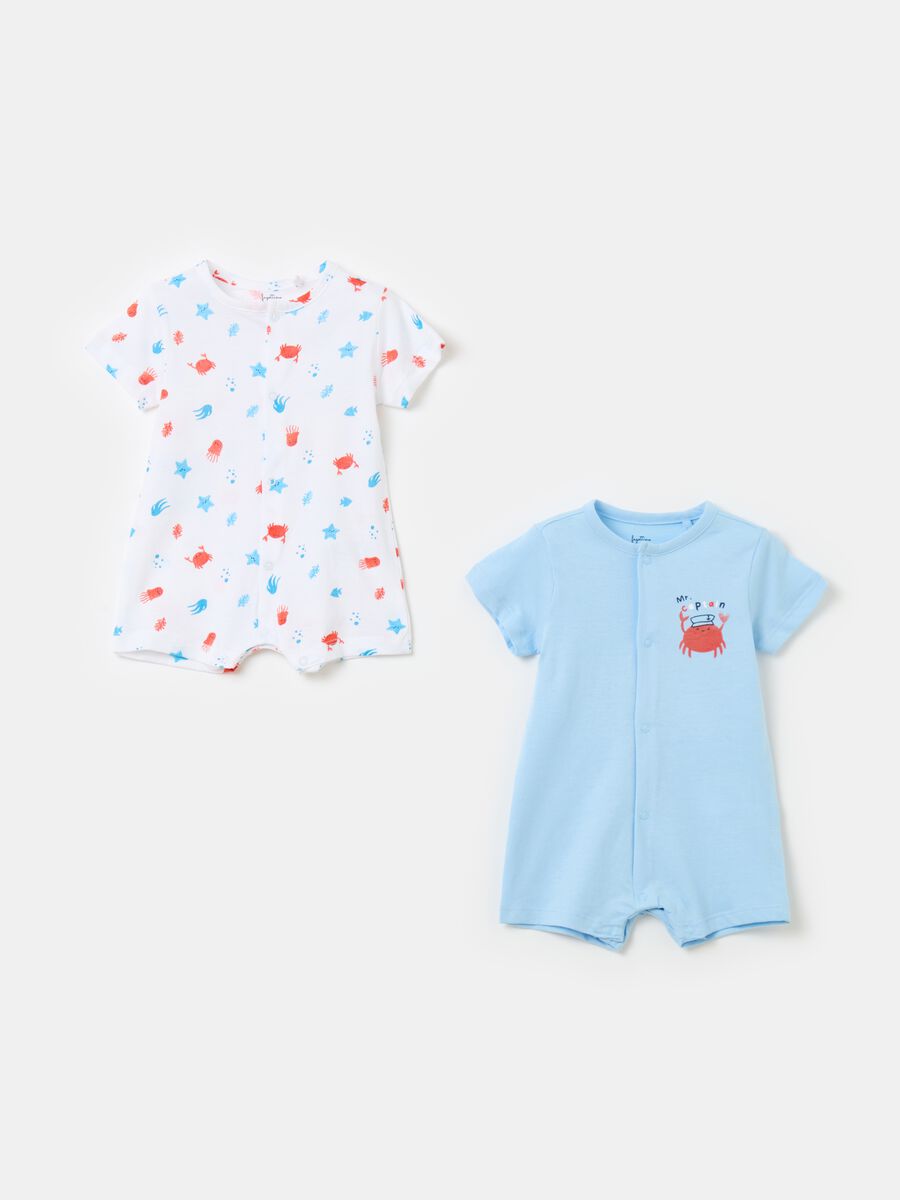 Two-pack romper suits in organic cotton with print_0
