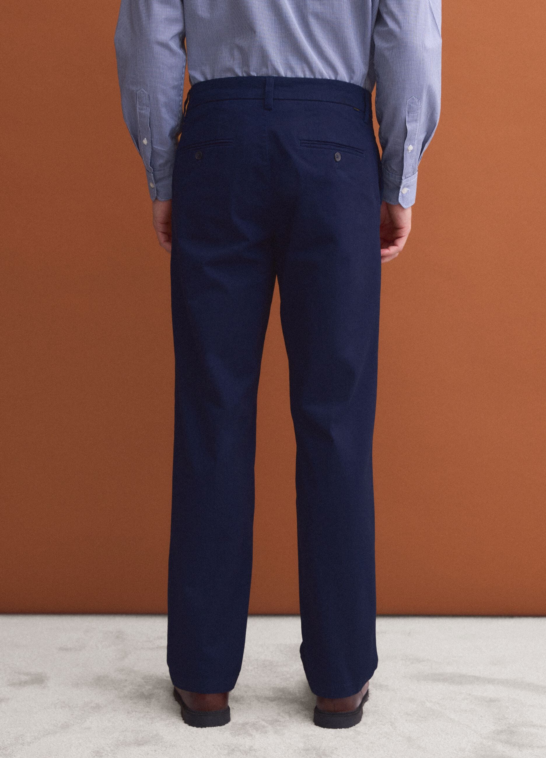 Blue regular-fit stretch cotton twill chino trousers