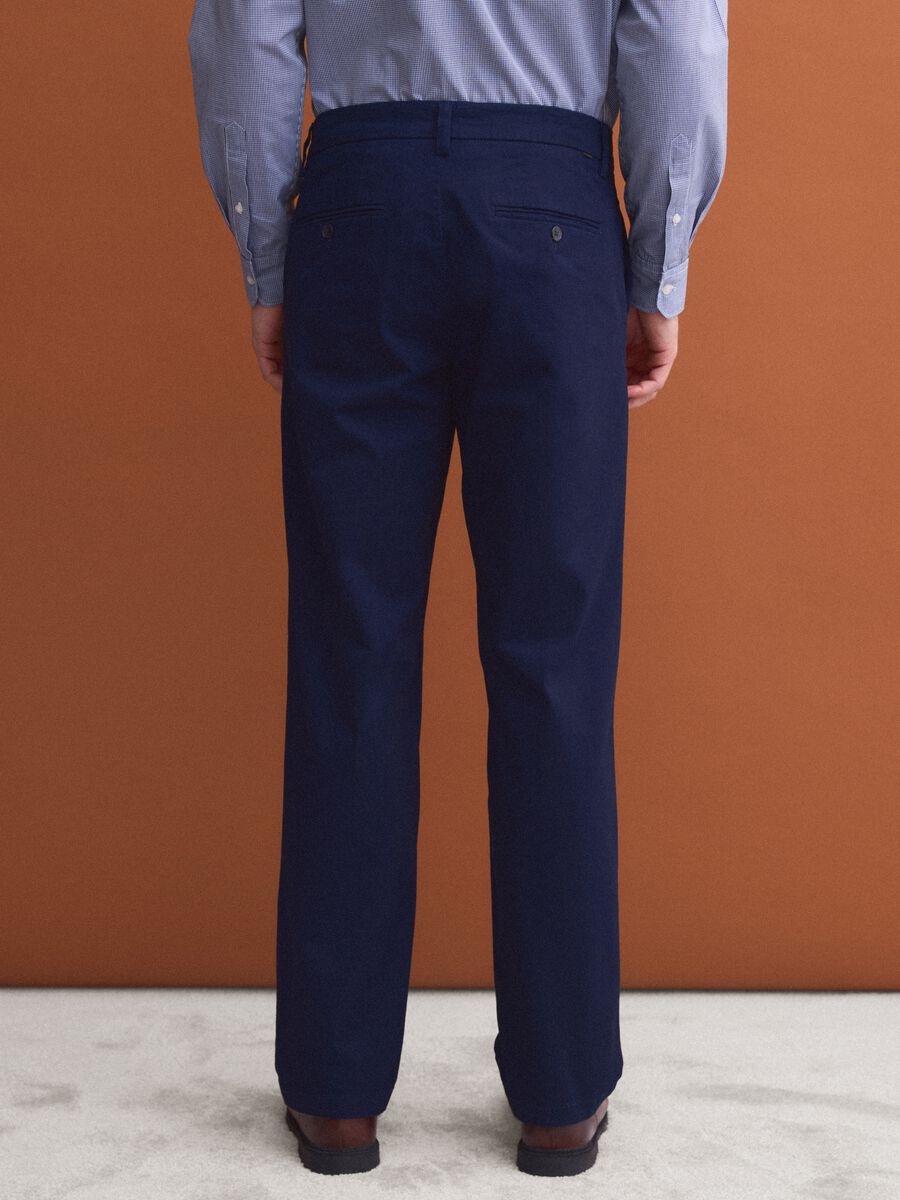 Blue regular-fit stretch cotton twill chino trousers_2