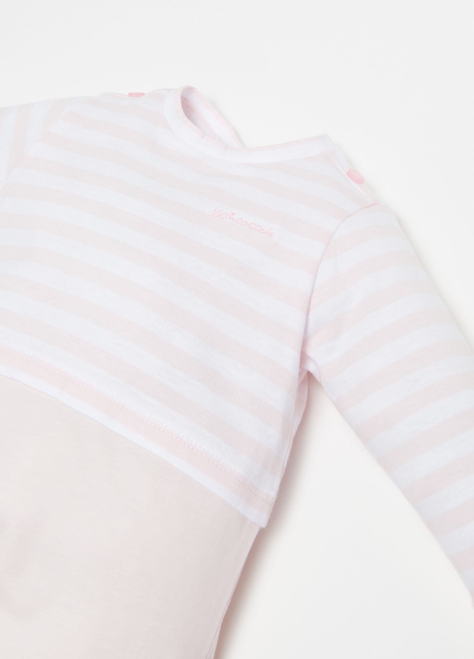 Cotton onesie with feet and striped top