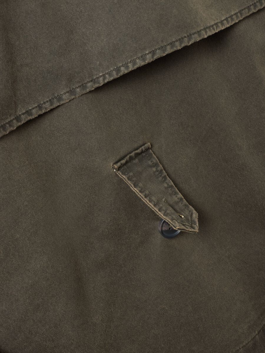Green cotton-blend trench coat with contrasting collar, regular fit_1