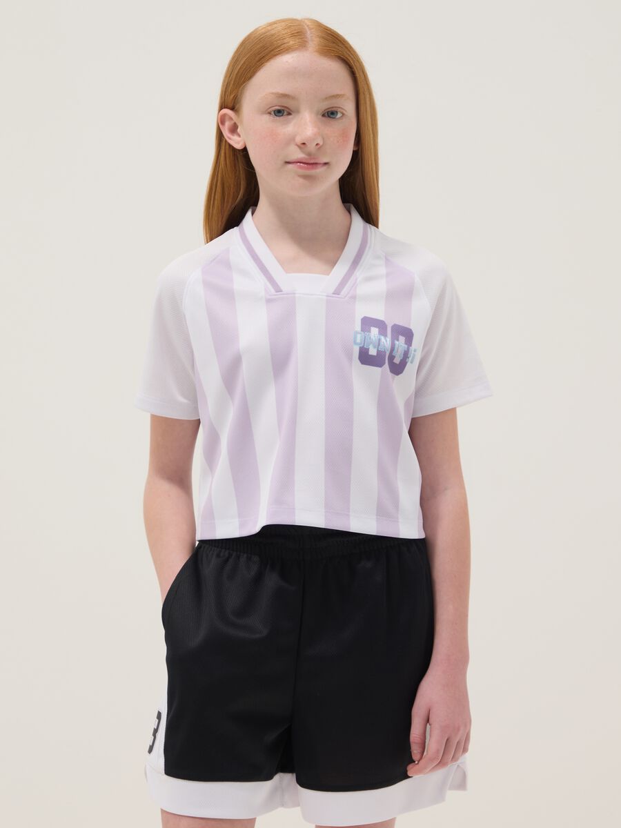 Purple striped short-sleeve T-shirt_1