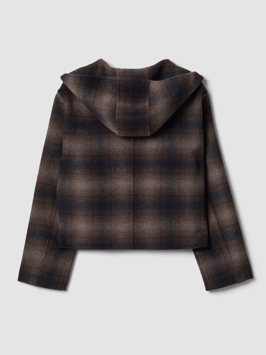 Brown wool and viscose blend hooded coat, regular fit_2