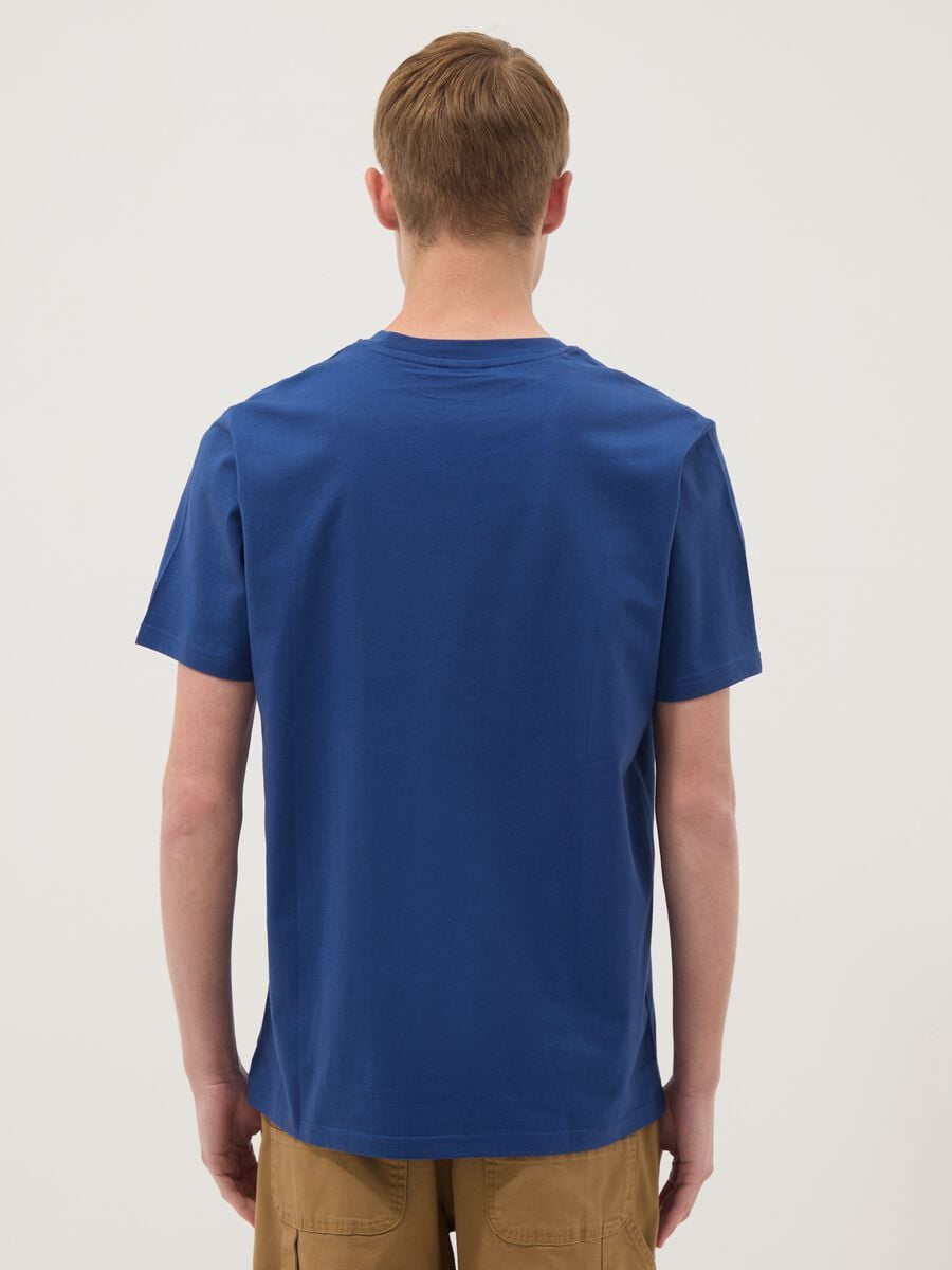 Blue pure cotton T-shirt with chest pocket_3