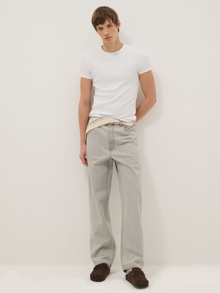 Baggy grey denim pure cotton jeans_0