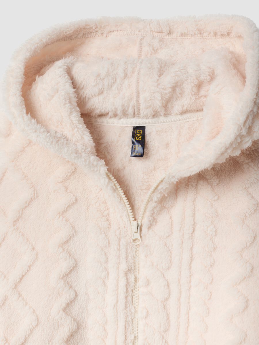 Pink sherpa hoodie with zip, regular fit_2