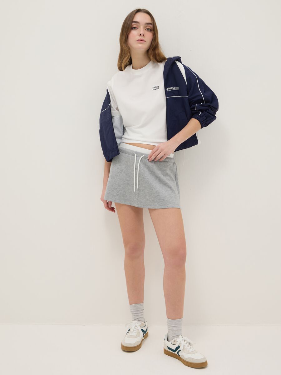 Grey regular fit miniskirt with elasticated waist_0