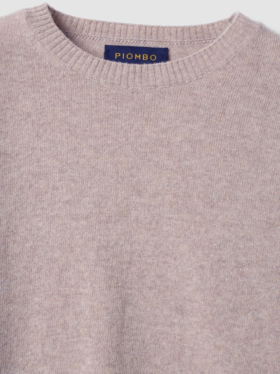 Beige pure wool crew-neck jumper, regular fit_5
