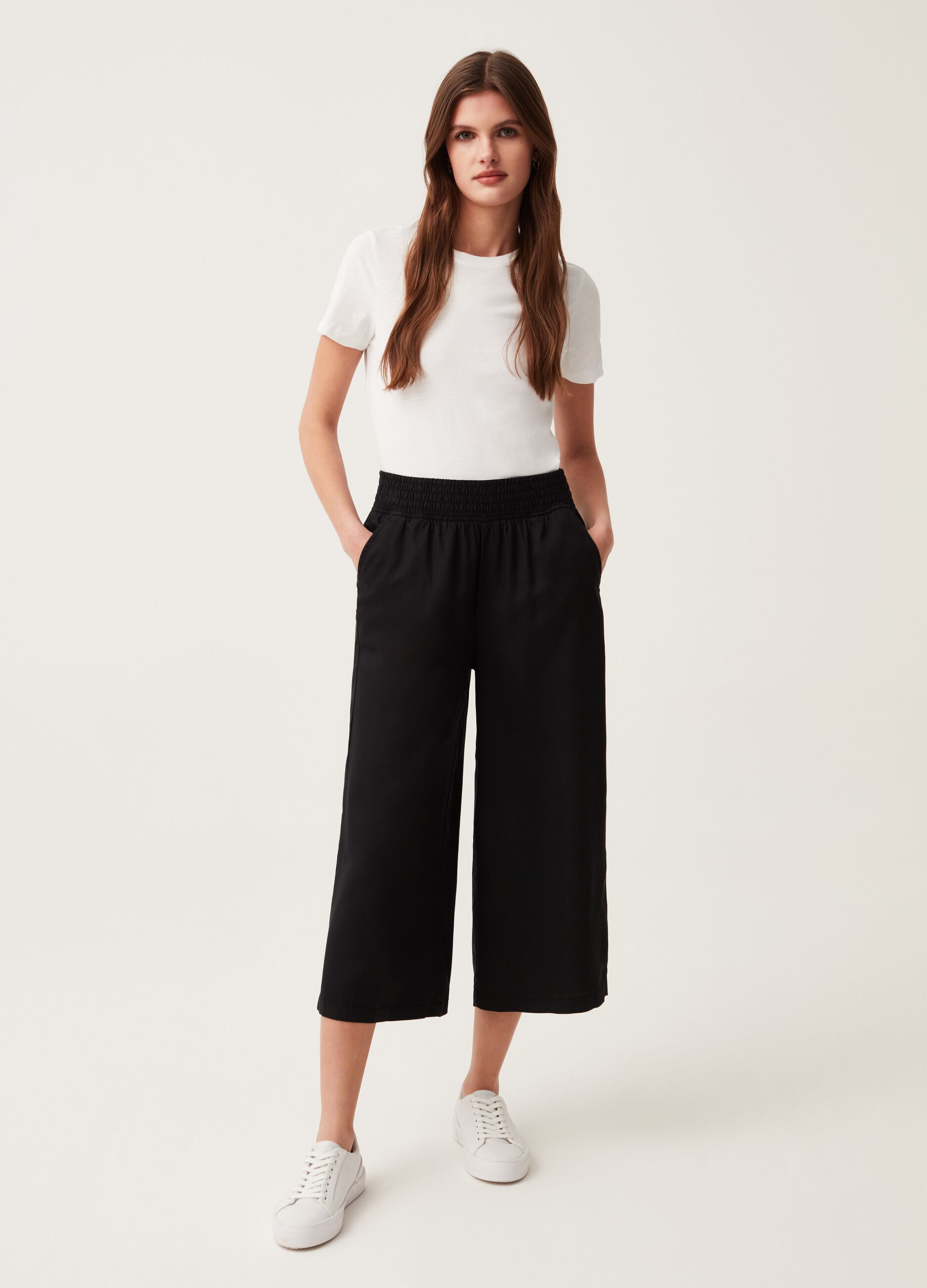 Cropped palazzo pants in Lyocell