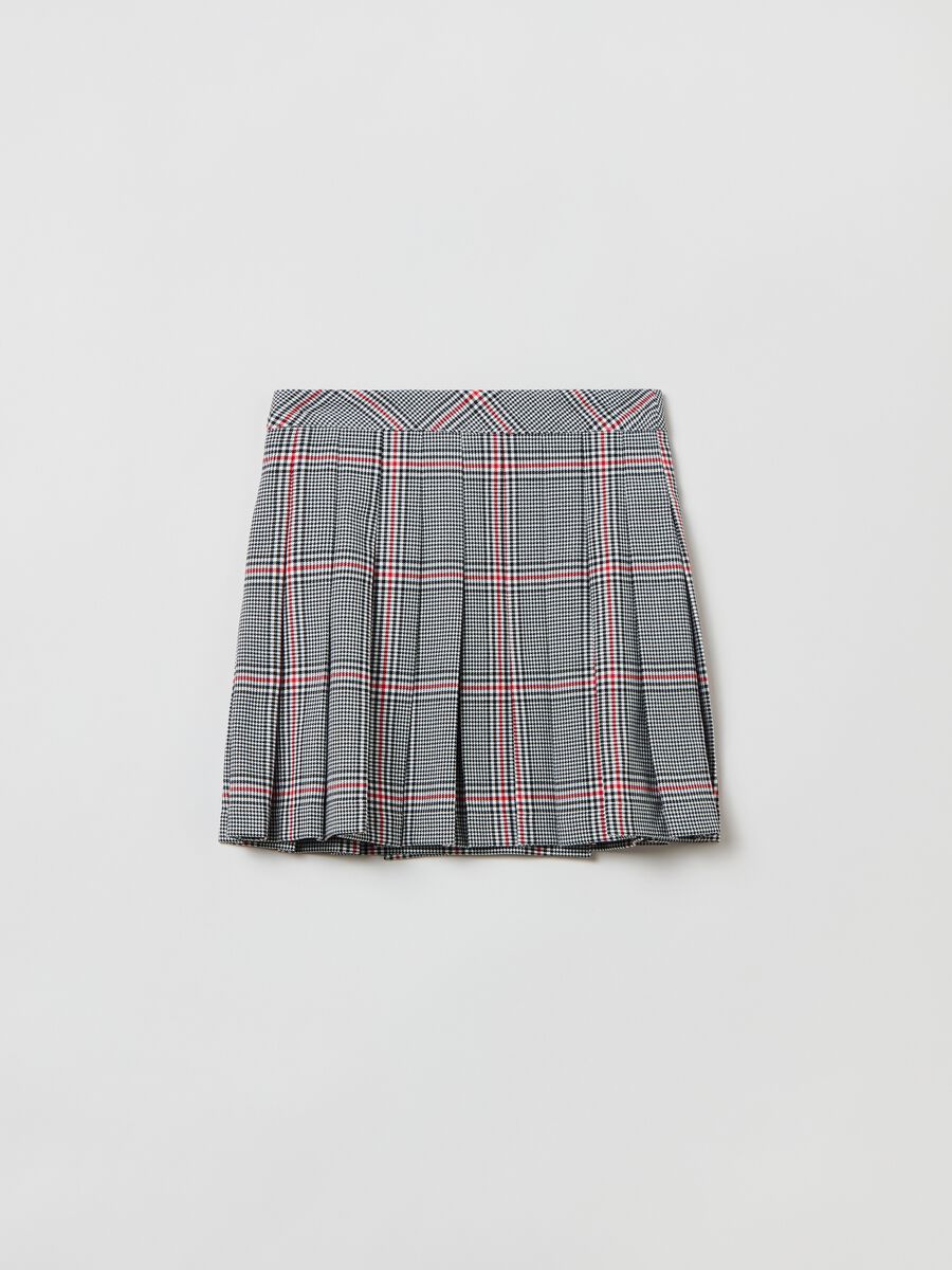 Pleated skirt with houndstooth pattern_1