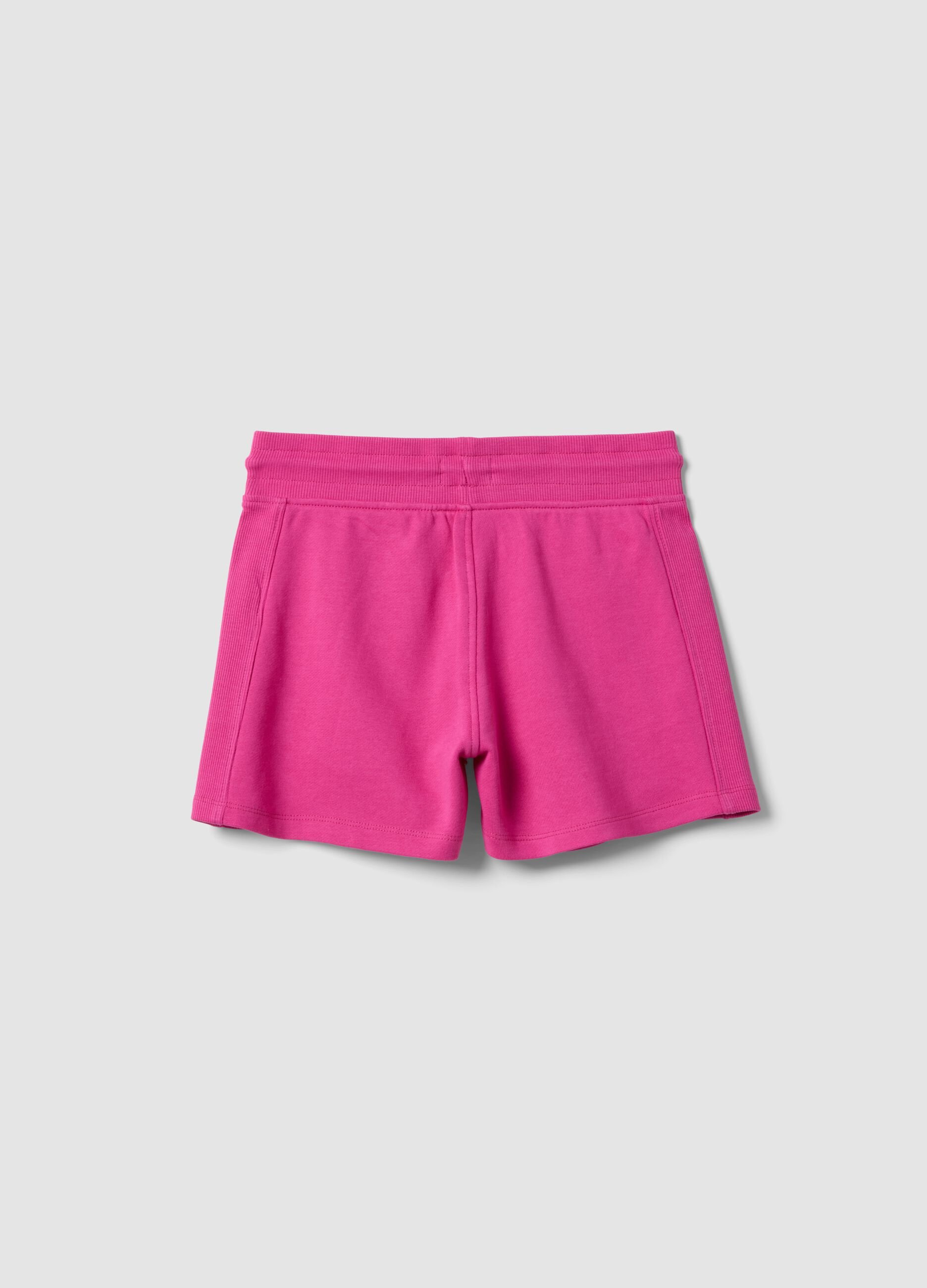 Girls' pink shorts in pure organic cotton with elasticated waist