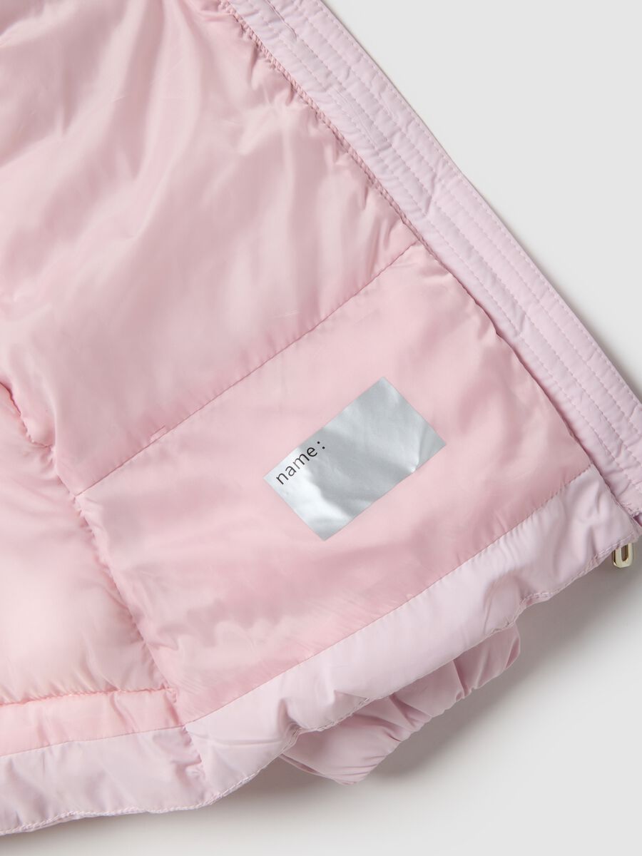 Pink padded regular fit jacket with hood for girls_2