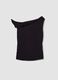 Black asymmetric one-shoulder slim-fit stretch viscose top_4