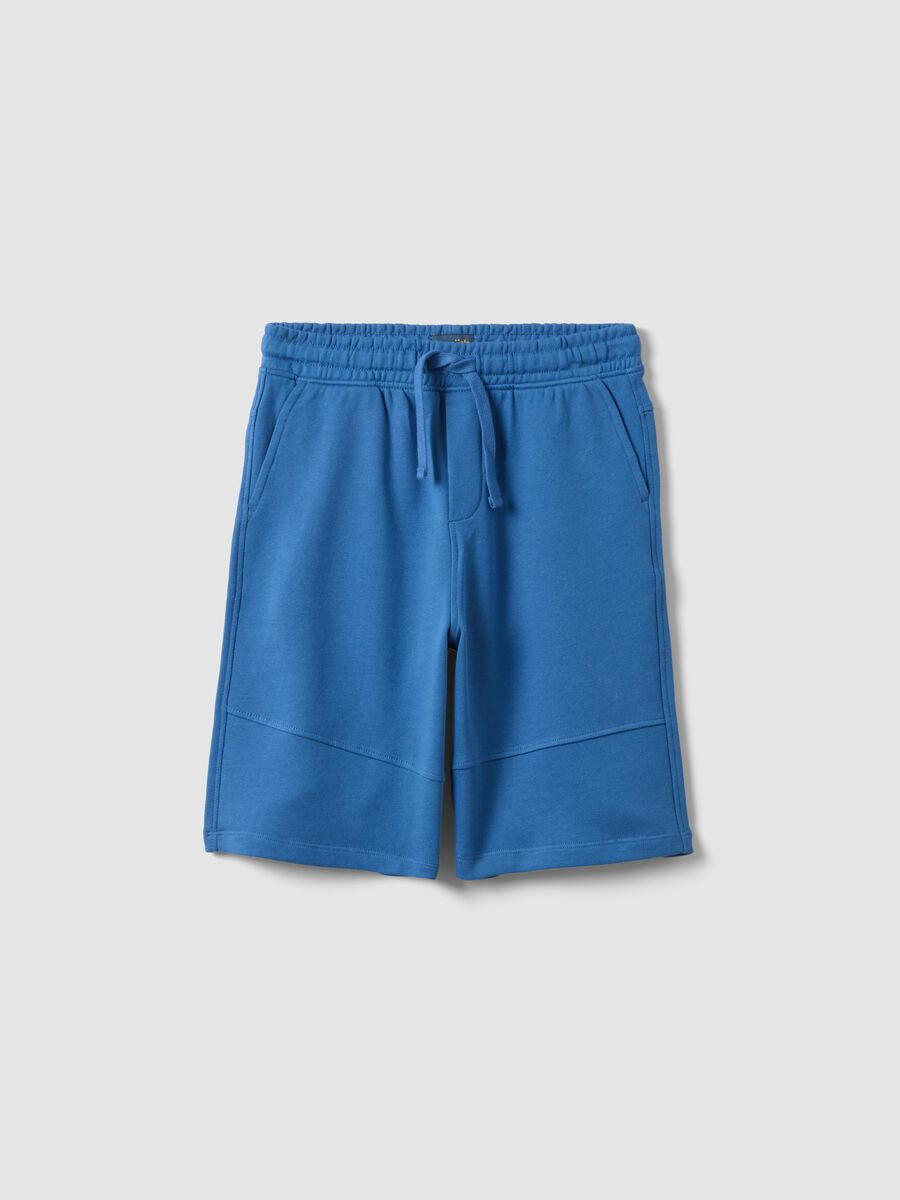 Boys' blue pure cotton shorts, comfort fit_0