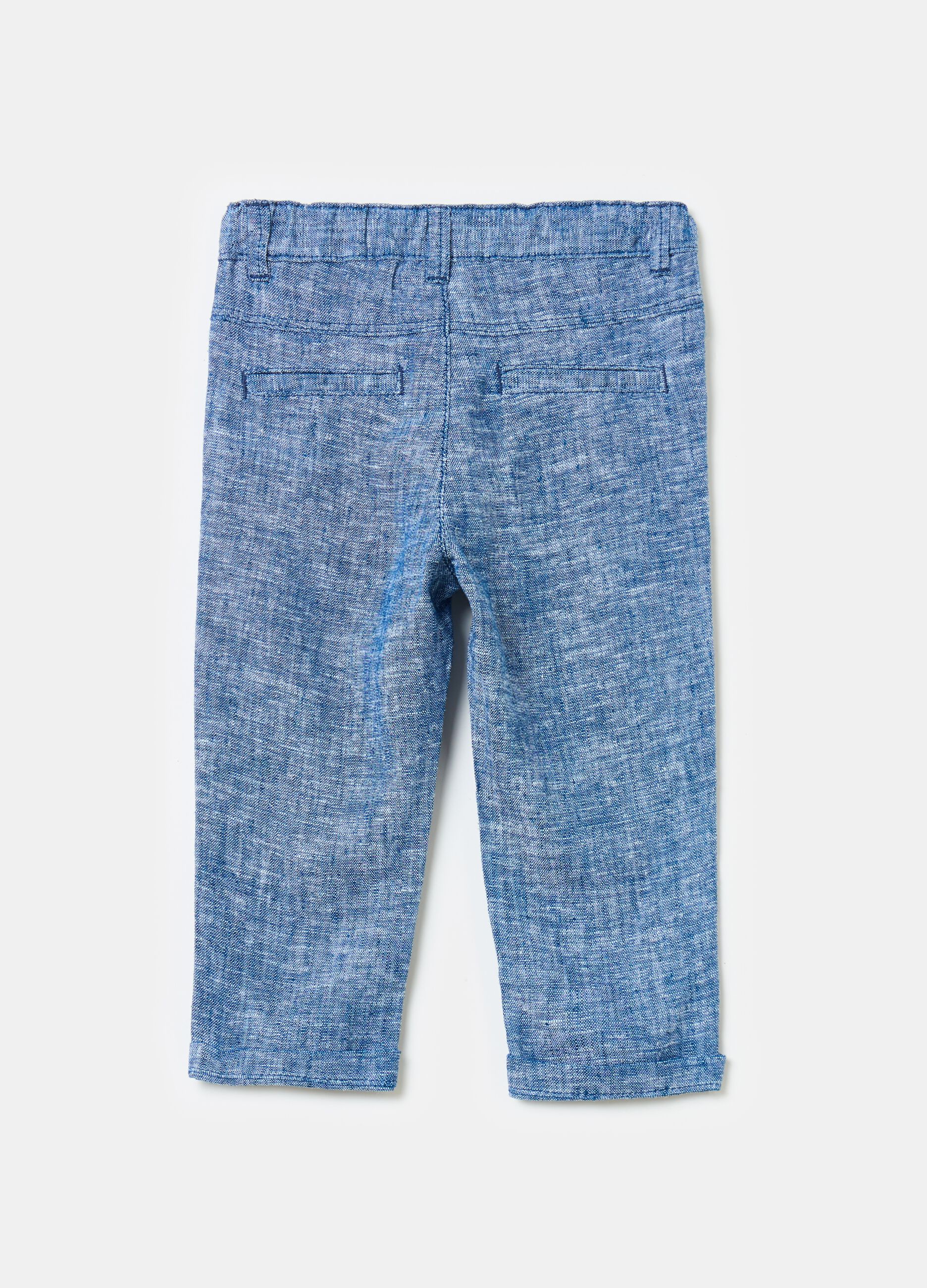 Viscose and linen chambray trousers