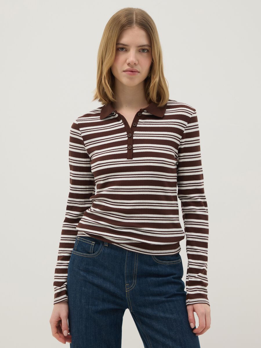 Stretch Cotton Multicolour Striped Polo, Regular Fit_0