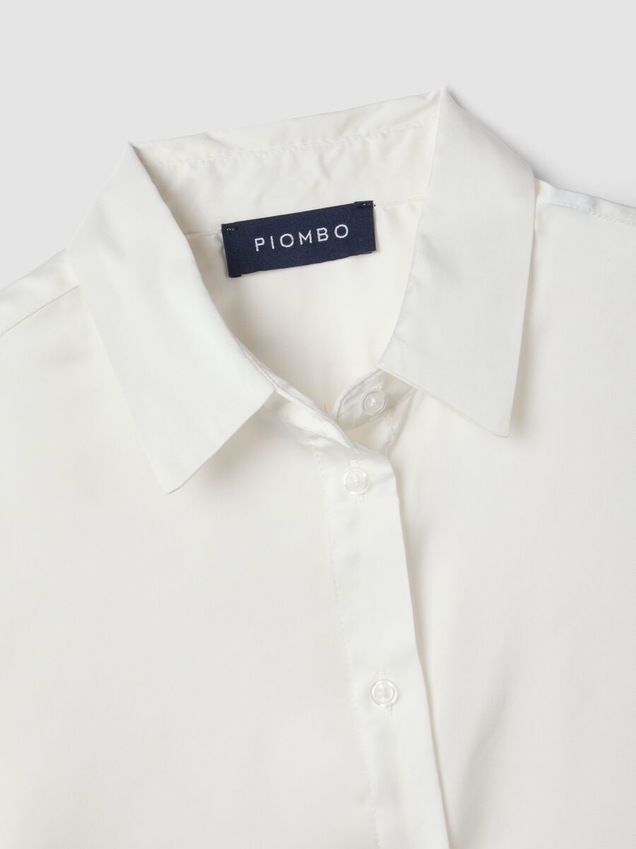 White stretch-fabric shirt with classic collar, regular fit_1