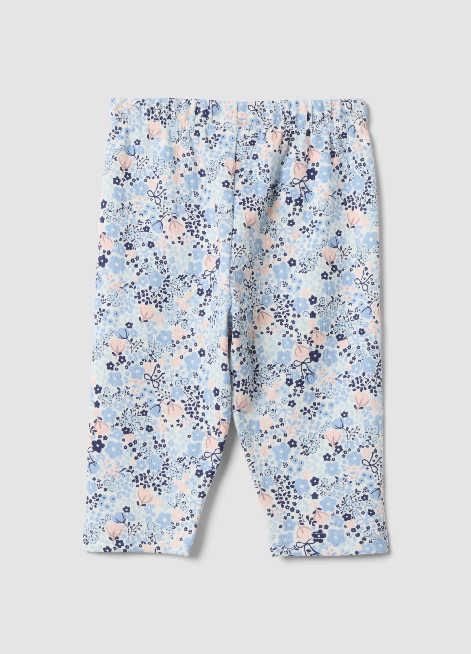 Multicolour organic cotton floral-print leggings for baby girl