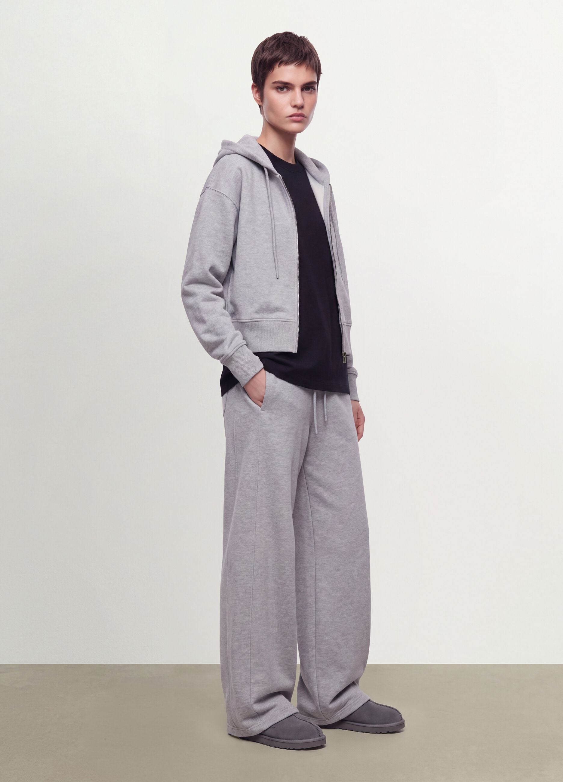 Jogger grigi in misto cotone barrel fit