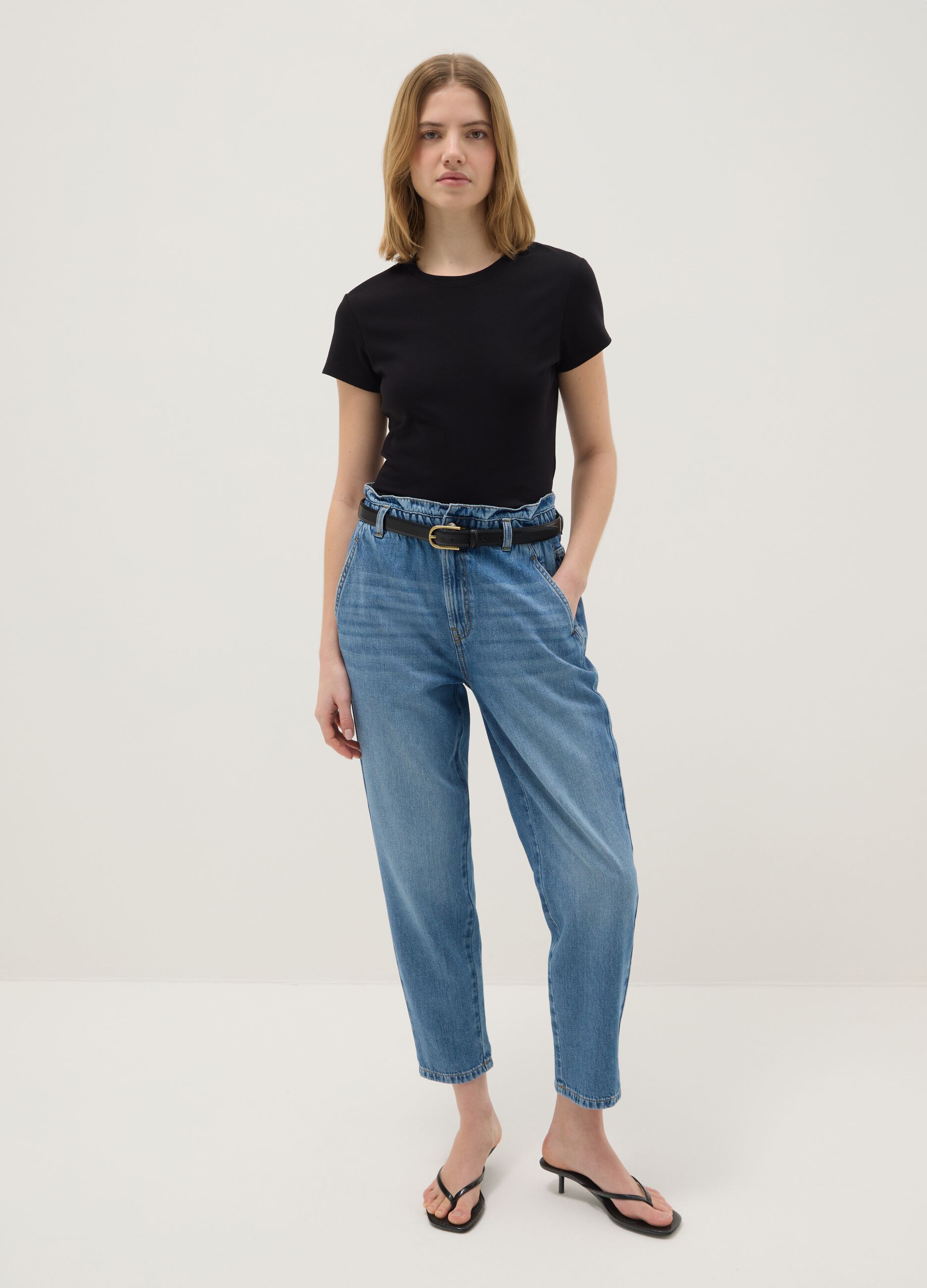 Blue Pure Cotton Baggy Trousers