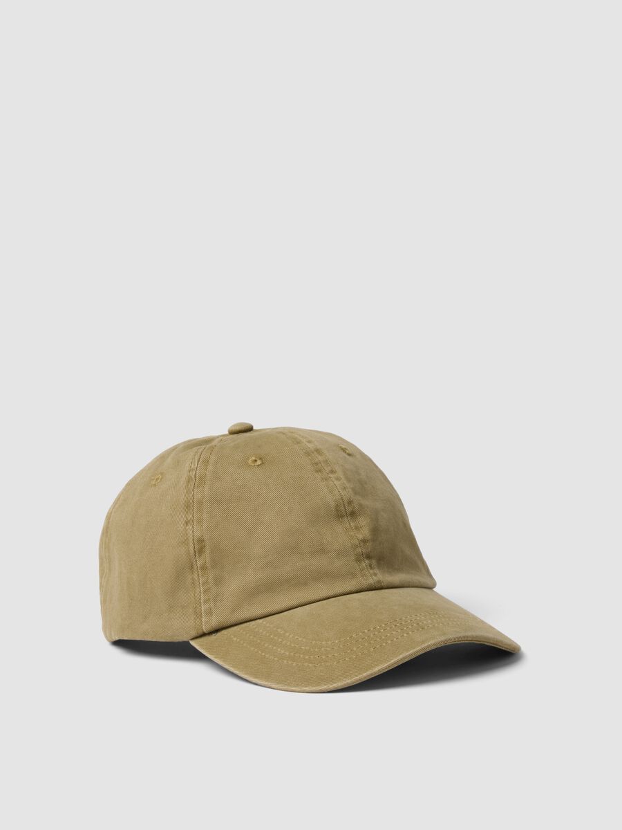 Beige pure cotton baseball cap_0
