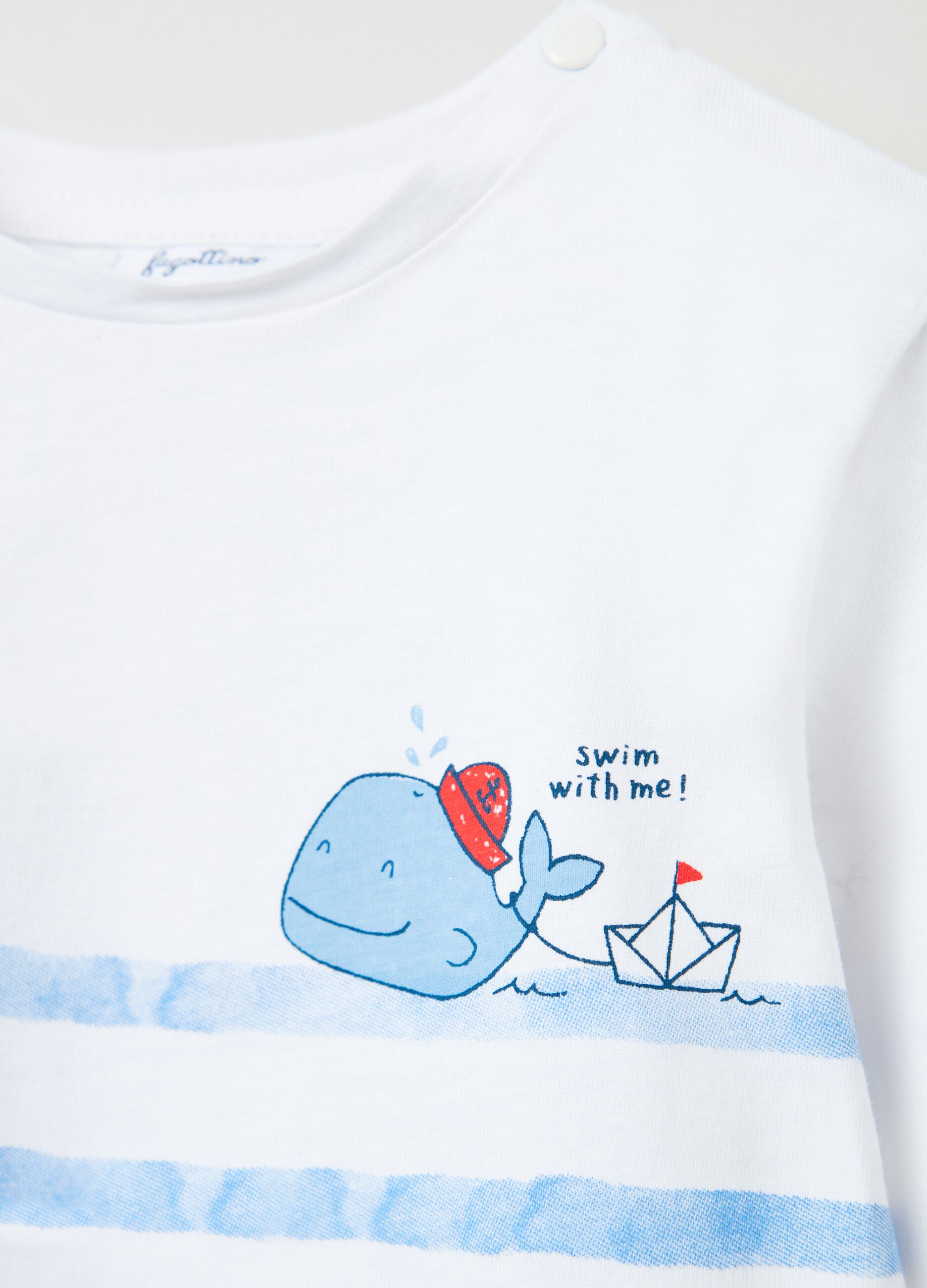 T-shirt a maniche lunghe con stampa balena