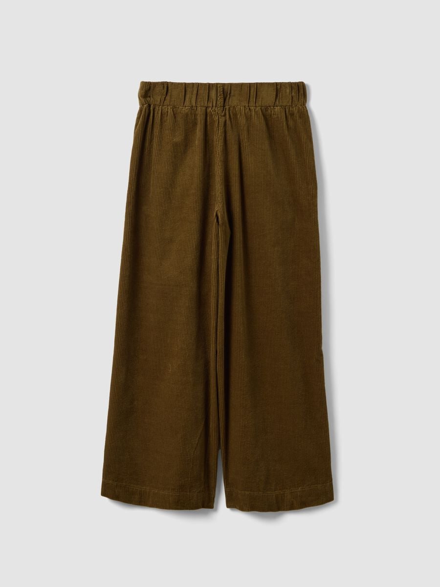 Pantaloni verdi in puro cotone a coste regular fit_2