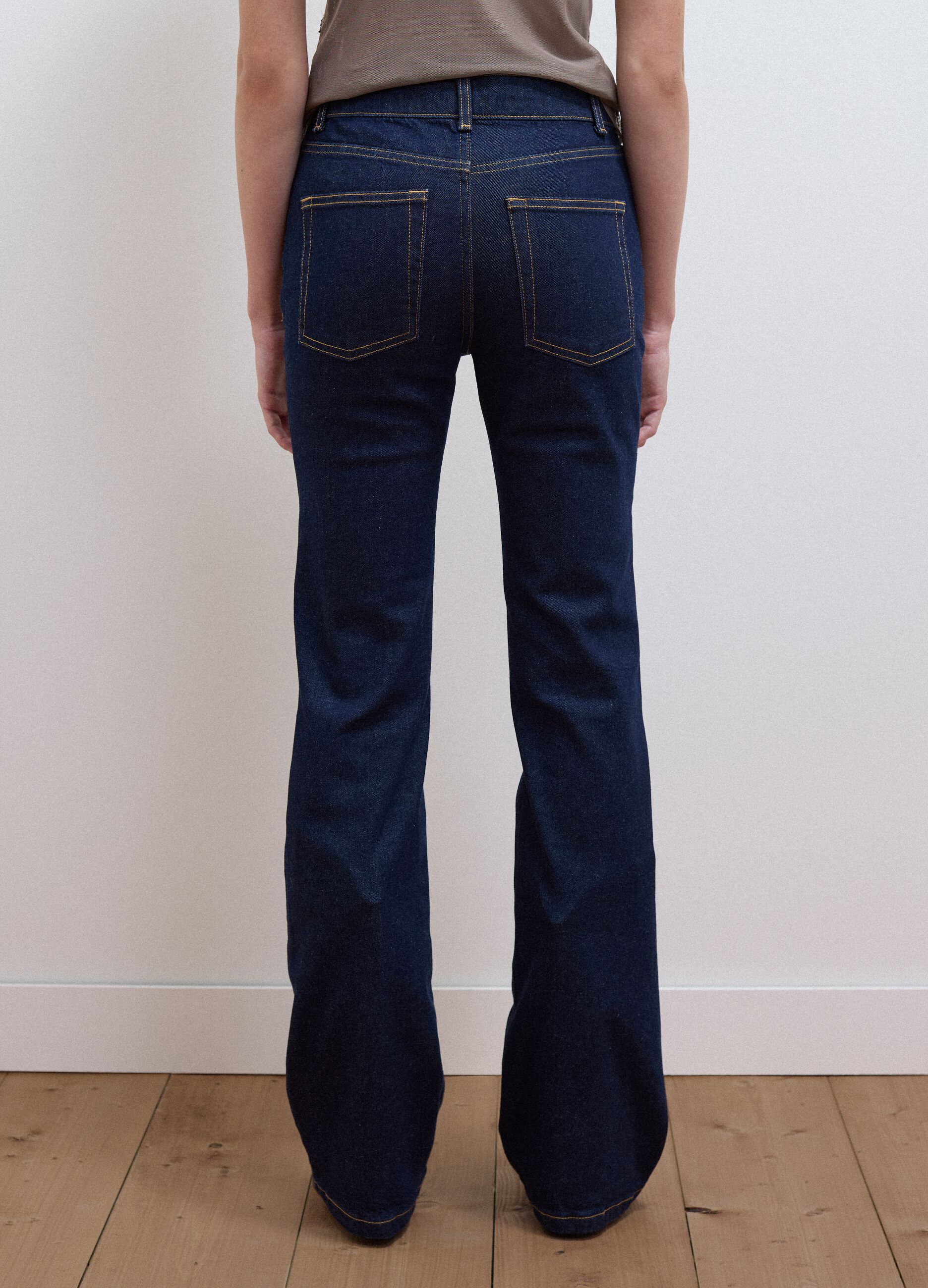 Blue stretch-cotton bootcut jeans