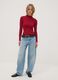 Red ribbed viscose-blend top with high neck_1