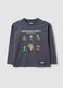 T-shirt grigia in puro cotone con girocollo stampa Mario Kart_0