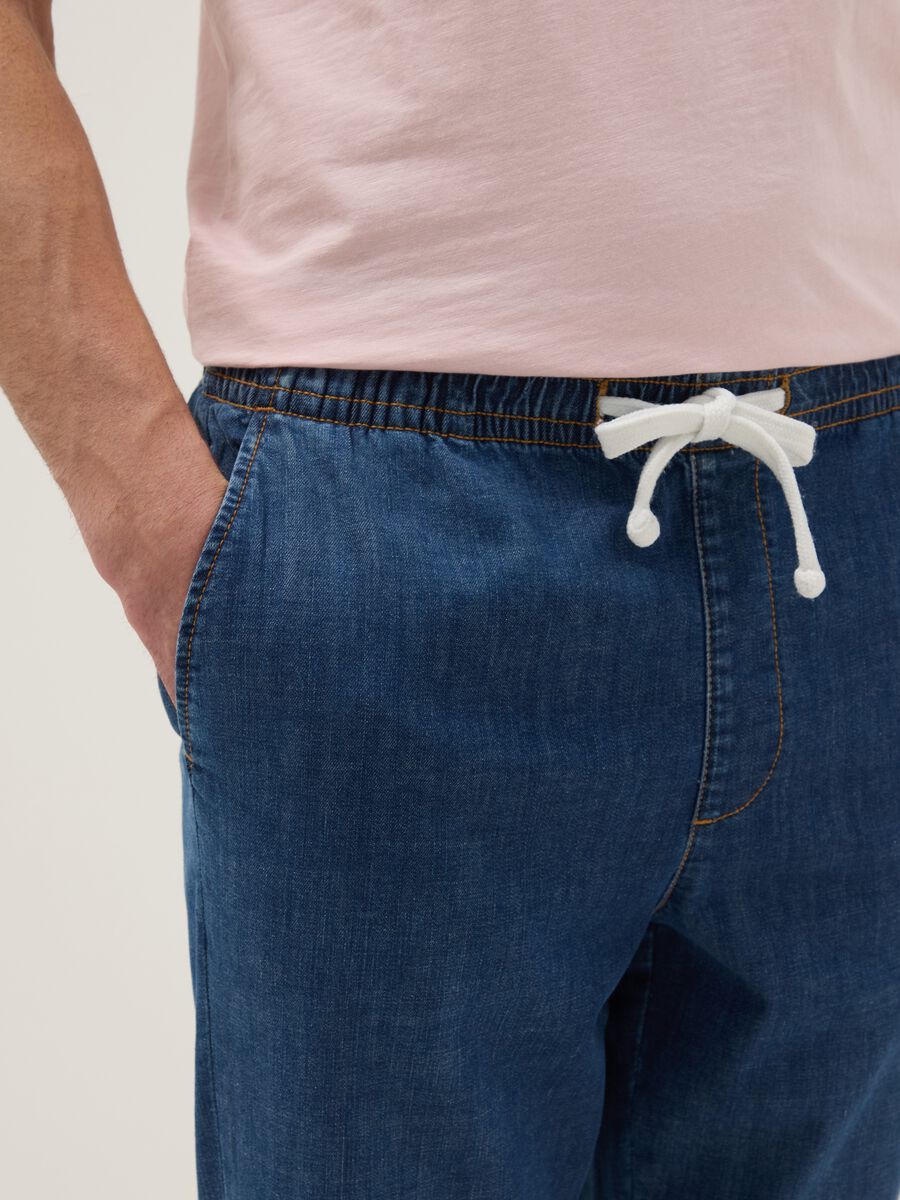 Regular fit stretch cotton denim blue jeans_4