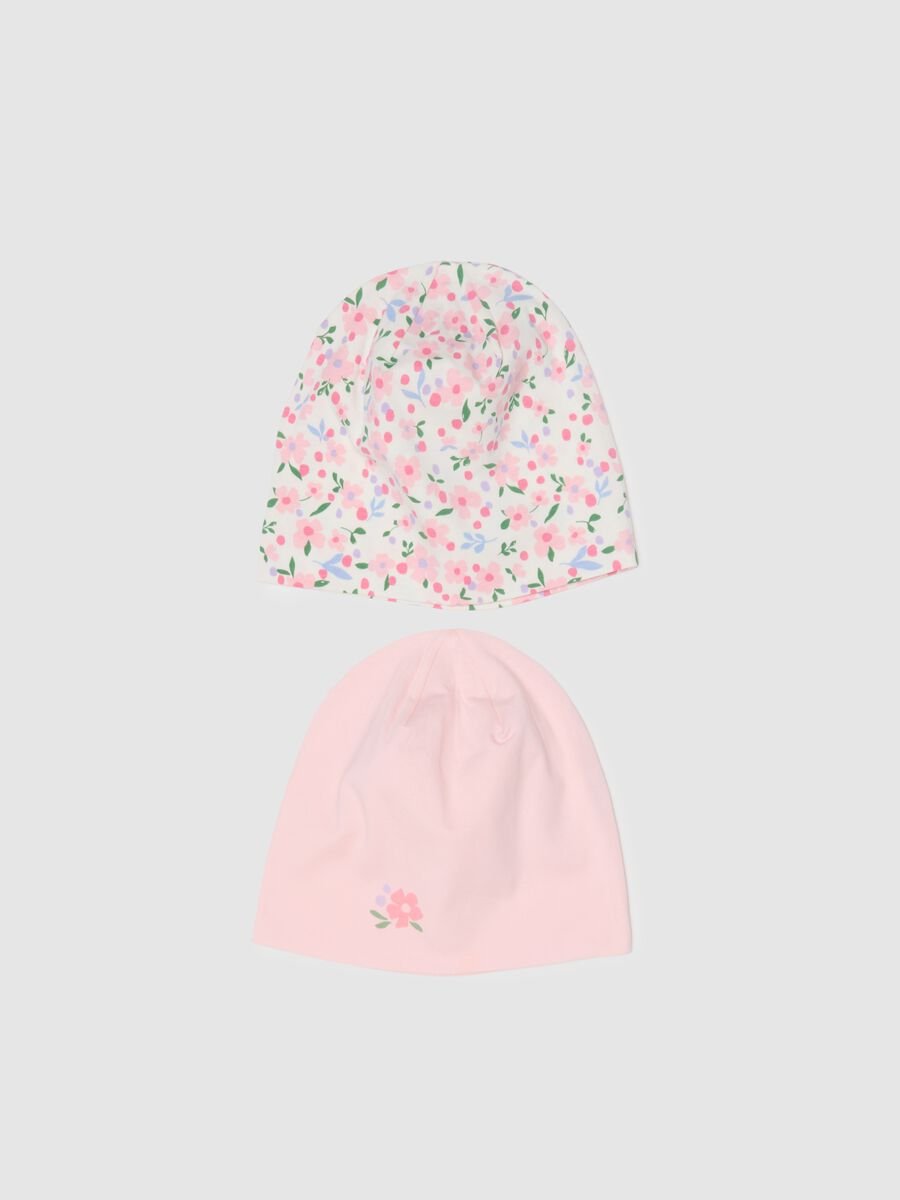 Bipack di cappellini in cotone elasticizzato per bambina_0