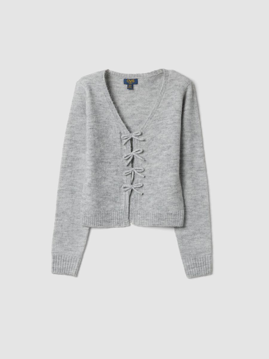 Grey marl stretch wool cardigan, regular fit_0